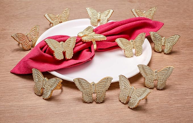 12 Pcs Gold Napkin Rings Set - Image 2