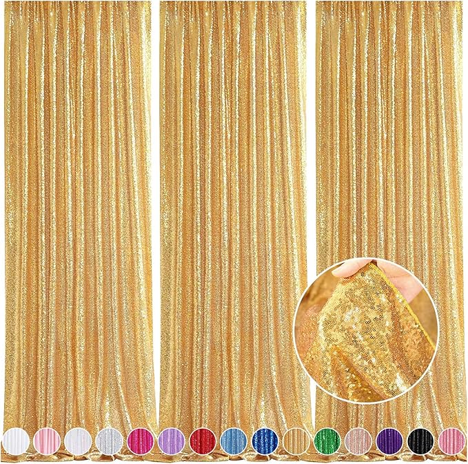 Gold Backdrop Curtain for Parties by QueenDream