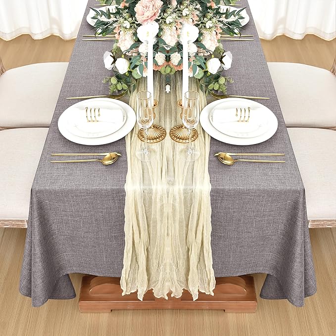 Fitable Faux Linen Tablecloths for Rectangle Tables: Water & Stain Resistant - Image 8