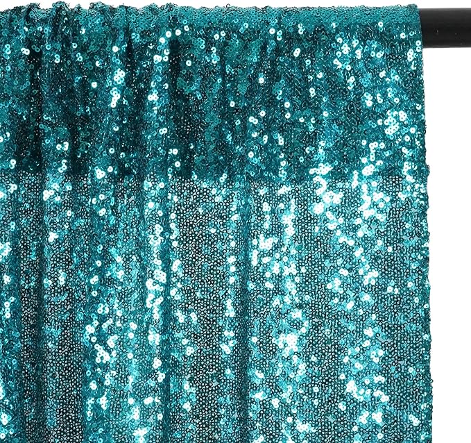 Poise3EHome Teal Sequin Backdrop, 8FT x 10FT Sequin Photography Backdrop Curtain - Image 6