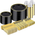 BESTVIP 600PCS Black Gold Dinnerware Set by Bestvip