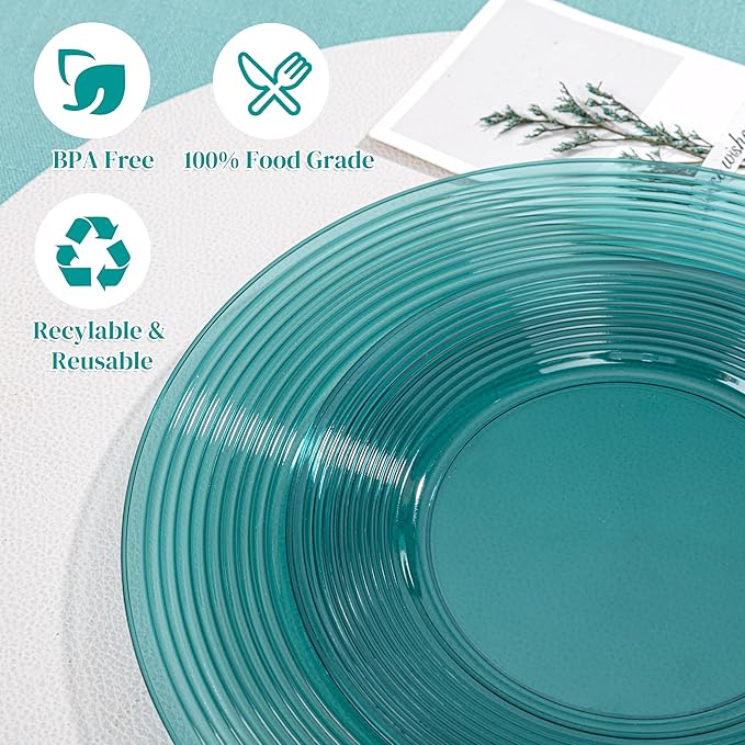 FLOWERCAT 100PCS Clear Blue Plastic Plates - Image 3