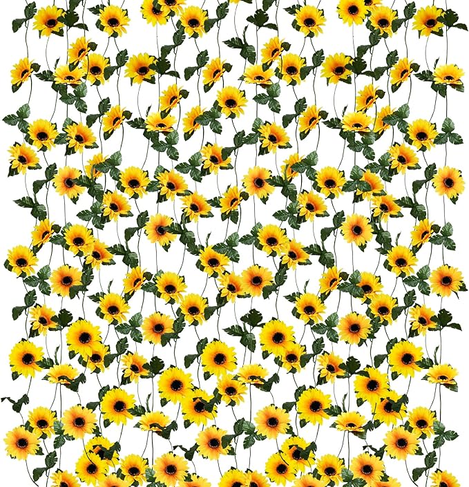 Uieke 10 Pack Artificial Sunflower Garland, 8.2ft/Pcs Silk Sunflowers by Uieke