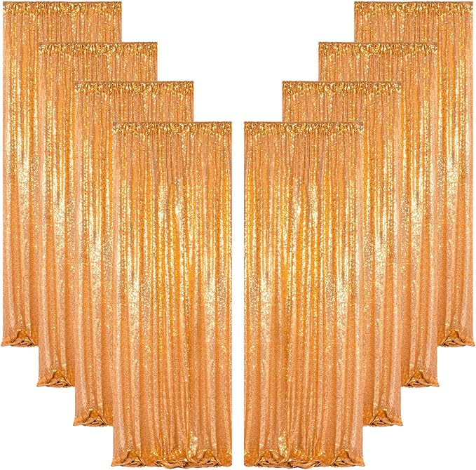 ShinyBeauty Gold Sequin Backdrop 2FTx8FT 8 Pieces Photography Backdrops Baby by ShinyBeauty