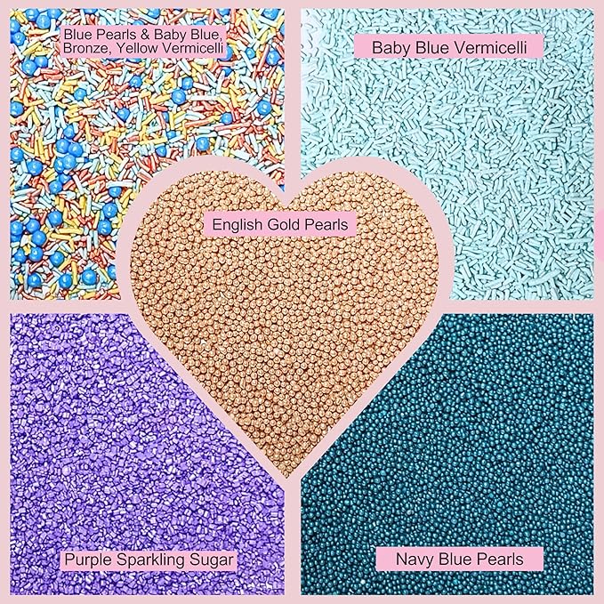 Confect Sprinkles Mix – Pack of 5 Assorted Cake & Cupcake Decorating Sprinkles - Image 3