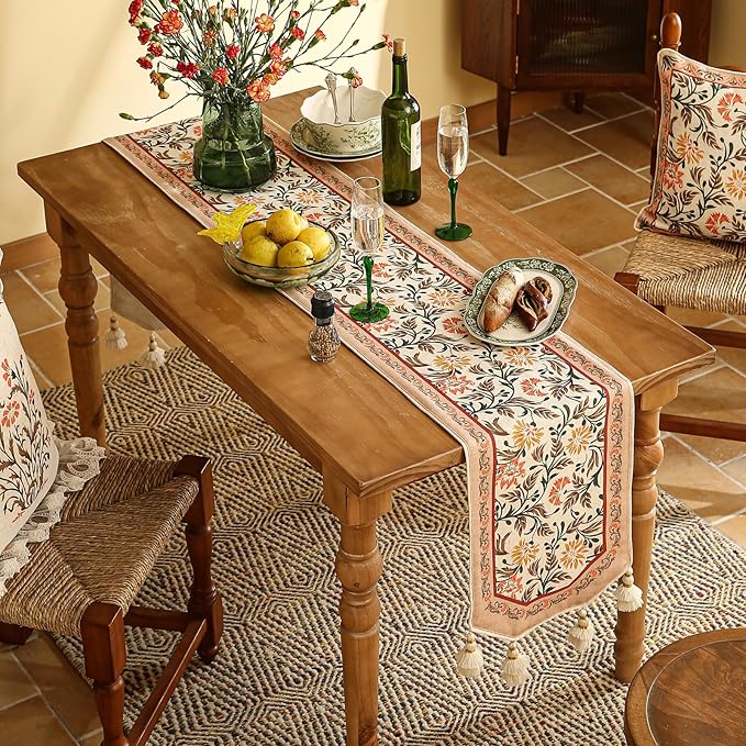 ISAENNE Designer French Elegant Linen Extra Long Table Runner 118 Inches - Image 8