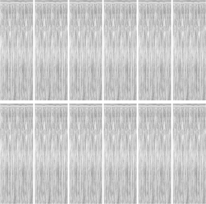 12 Pack Silver Backdrop. 3.28 FT x 7.05 FT Birthday Decorations, Metallic by ZATAYE