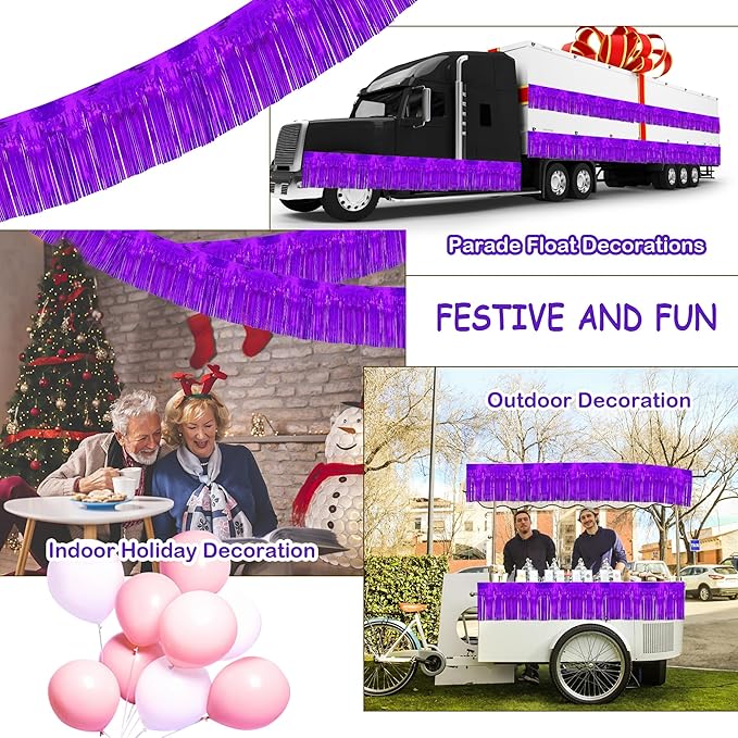 4 Pack 10 Feet Glitter Purple Parade Float Decorations - Image 7