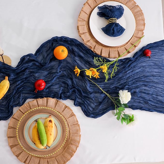 Snowkingdom 13Ft Navy Blue Cheesecloth Table Runner, 160inch Long Cheese Cloth - Image 4