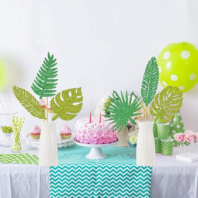 20pcs Glitter Tropical Leaves Centerpiece Decorations - Image 9