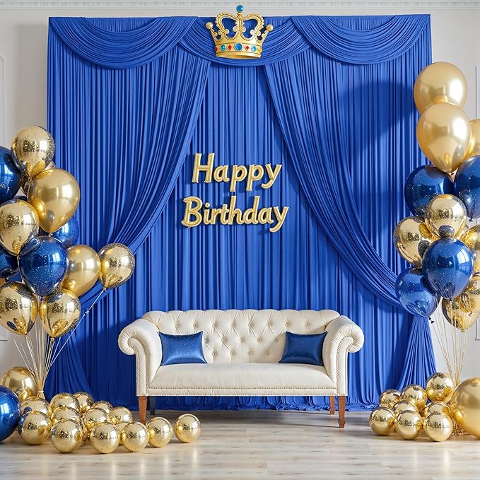 30ftx10ft Wrinkle Free Royal Blue Backdrop Curtains by CO-AVE