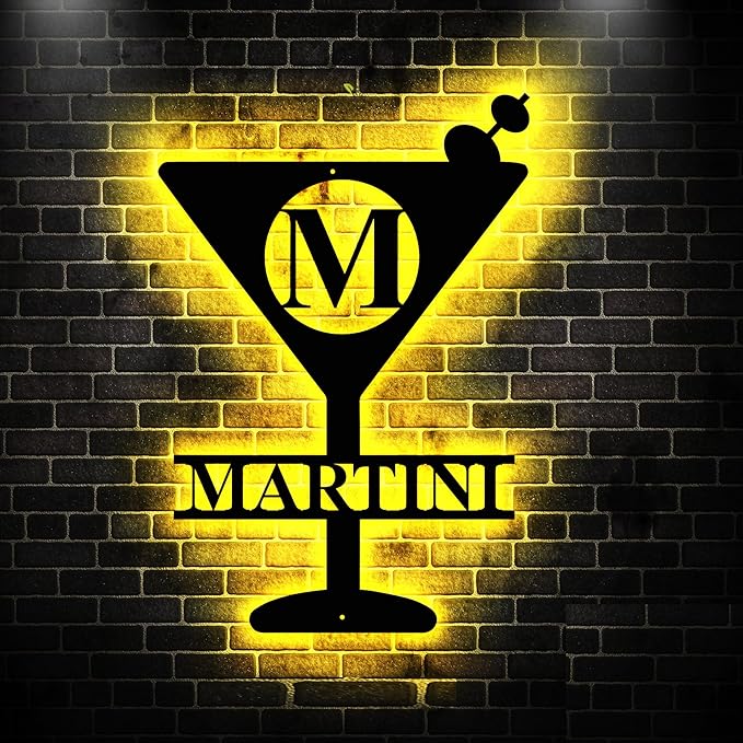 Personalized Martini Initial Name Sign LED Lights, Bar Sign, Bar Sign Decor - Image 2