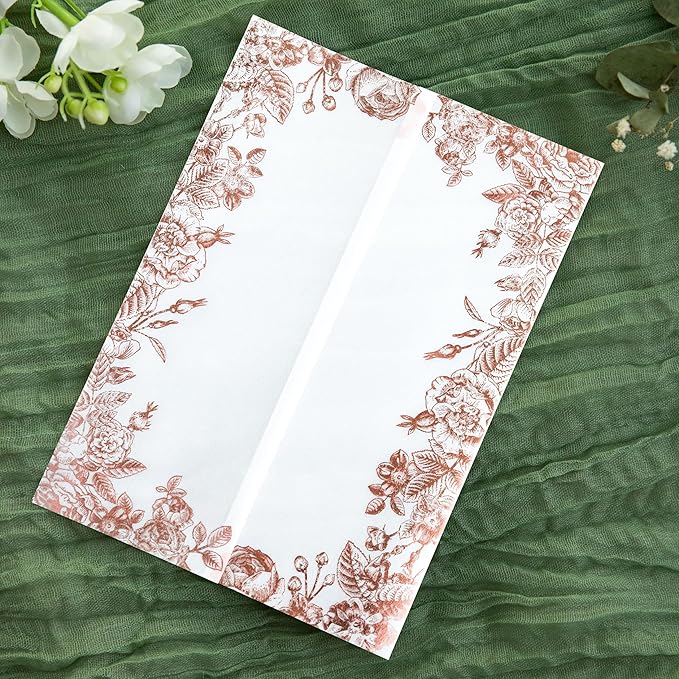 PONATIA 50 PCS Vellum Jackets for 5x7 Wedding Invitation Cards- 135gsm Floral - Image 6