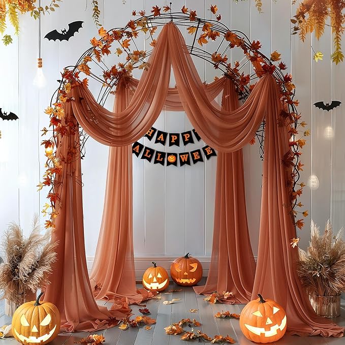 Terracotta Wedding Arch Draping Fabric 2 Panels 30'' x 20FT Terracotta Drapes - Image 8
