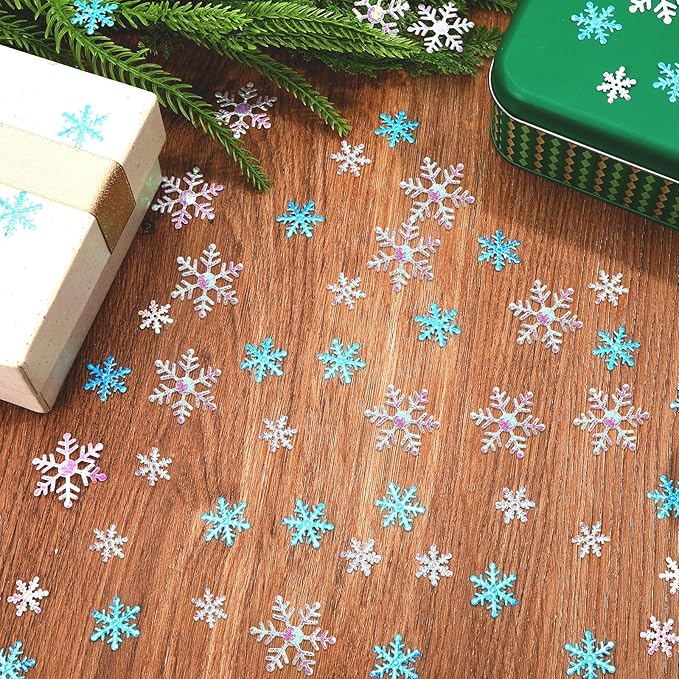 MARFOREVER Blue White Snowflake Confetti Decorations, Winter Glitter Confetti - Image 7