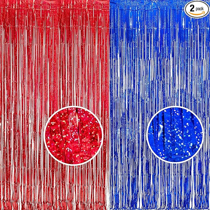 Foil Fringe Curtain 4th of July Decorations by BRAVESHINE