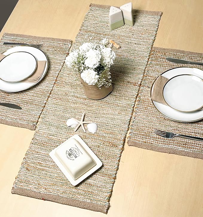 Chardin home Natural Jute Table Runner 13x36 Inch – Vintage Boho Rustic Table by ChardinHome