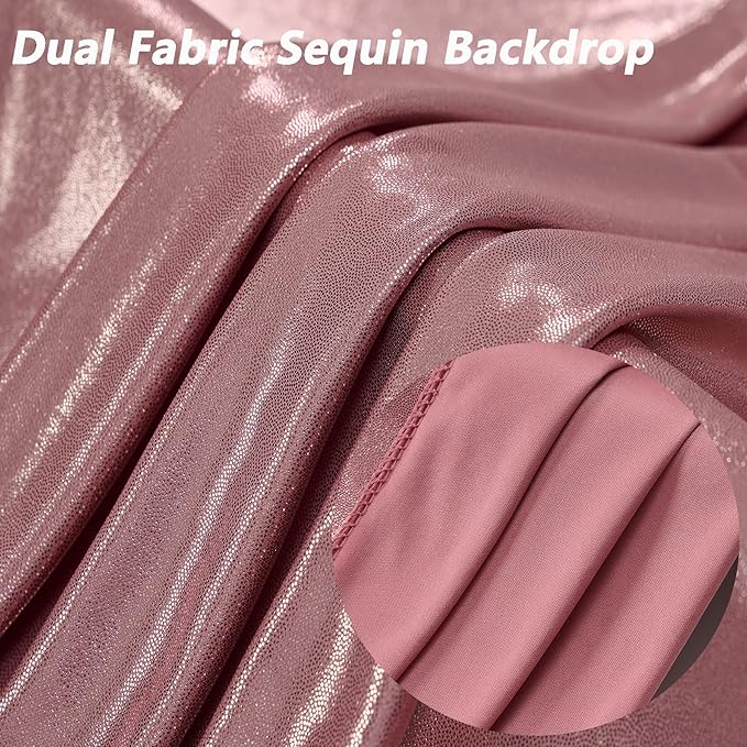 20x10 ft Wrinkle Free Rose Gold Sequin Backdrop Curtain - Image 2