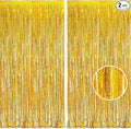 BRAVESHINE Gold Tinsel Foil Fringe Curtains by BRAVESHINE