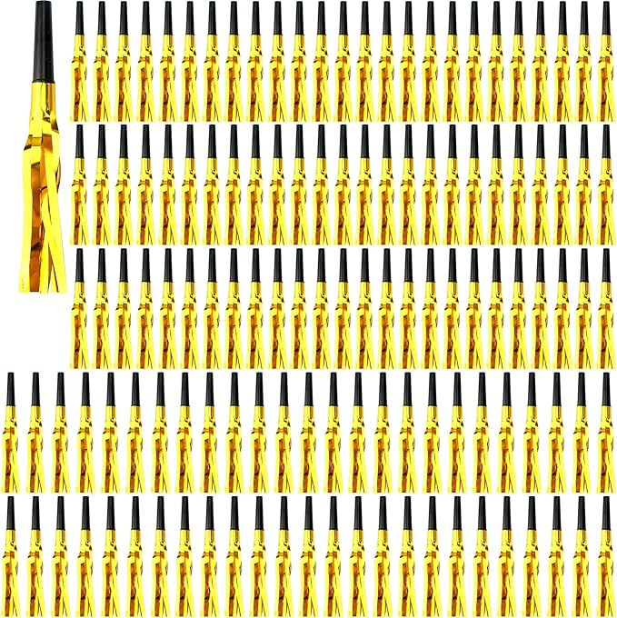 120 Pcs Glitter Bomb Noise Maker Gold Metallic Fringed Squawker Blowouts Silver by Unknown