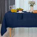 D'Moksha Homes Navy Blue Linen Tablecloth 54 x 72 Inch by DMokshaHomes