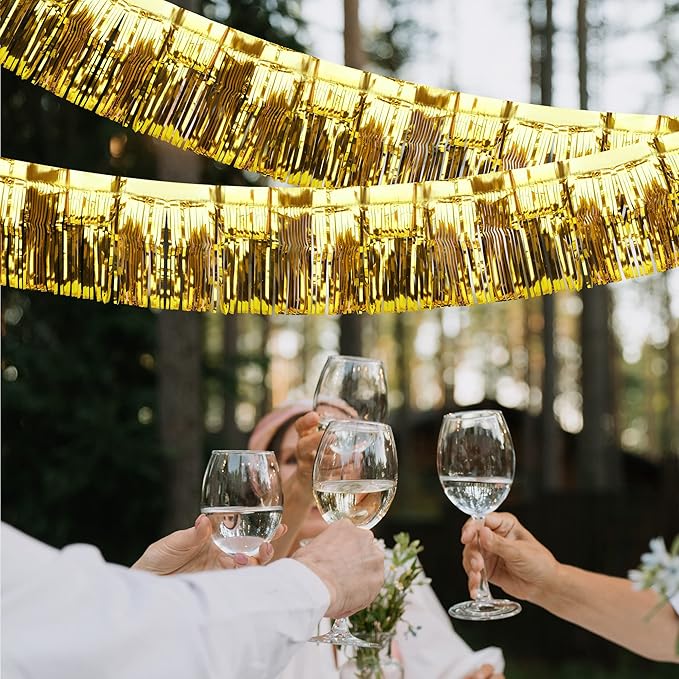 4 Pack Iridescent Float Fringe Curtains, Metallic Foil Fringe Garland Shiny - Image 2