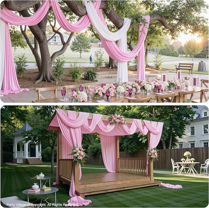 PartyVillage 10ft×15ft Baby Pink Backdrop Curtain - Image 2