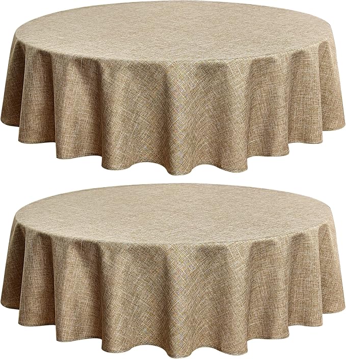 Fitable Faux Linen Round Tablecloths 60 Inch in Diameter by Fitable