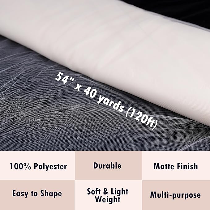 Craft And Party, Ivory Fabric Tulle Roll 54 Inch by 40 Yards Fabric Tulle Bolt - Image 2