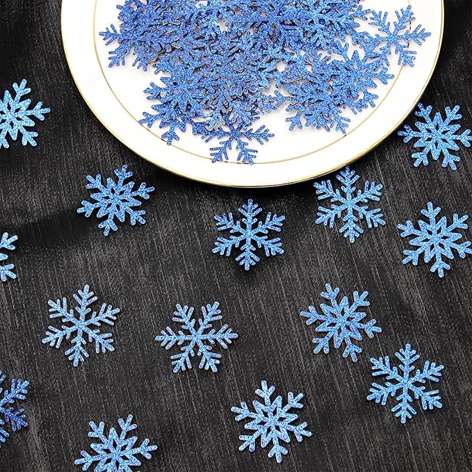 200PC Snowflake Confetti Dark Blue Christmas Confetti Snowflakes Table Scatter - Image 4
