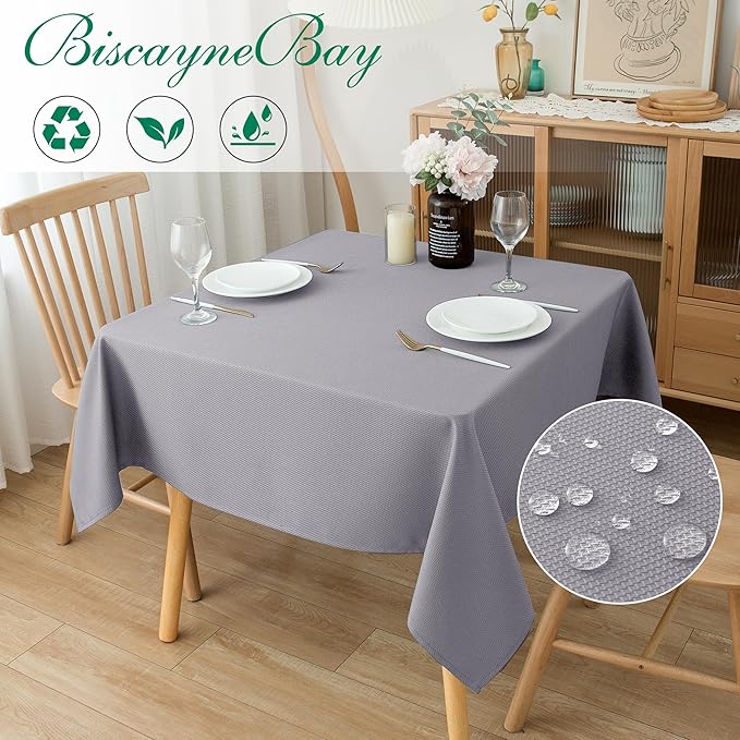 Biscaynebay Textured Fabric Square Tablecloths 54x54 Inches, Wedding and Parties - Image 2