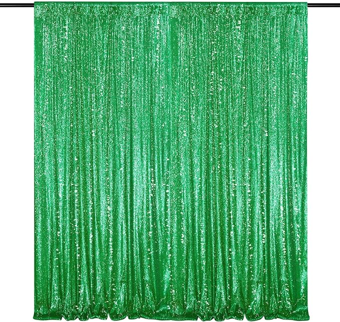 Dark Green 10ftx10ft Sequin Backdrop Curtain Glitter Christmas Background by QueenDream