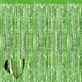 4 Pack Fringe Curtain Backdrop, 3.2Ft x 6.6Ft Light Green Metallic Tinsel Foil by Mebiornt