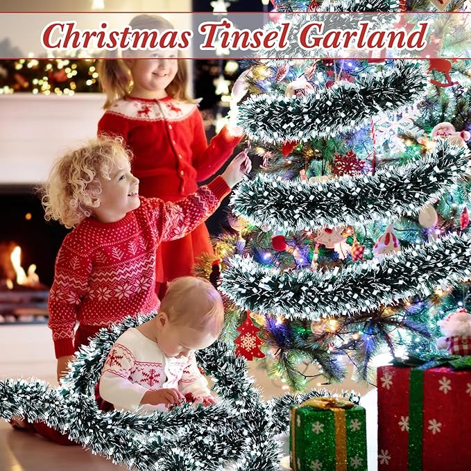 72 Feet Christmas Tinsel Garland Shiny Metallic Tinsel Twist Garland Streamers - Image 3