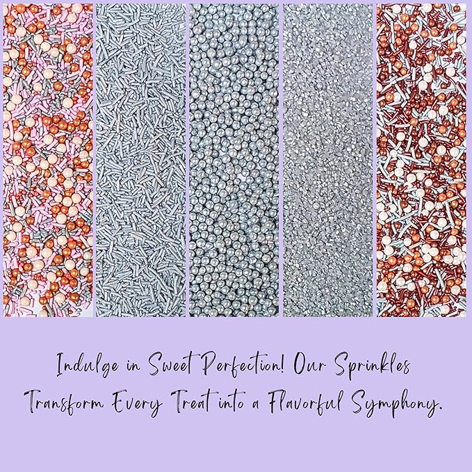 Confect Edible Cake Sprinkles Mix – Silver, Bronze & White Pearls, Sparkling - Image 6