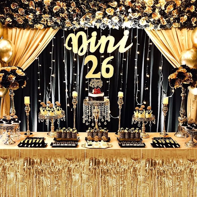 4 Pack 29x108 Inch Metallic Foil Fringe Tinsel Table Skirts - Image 4