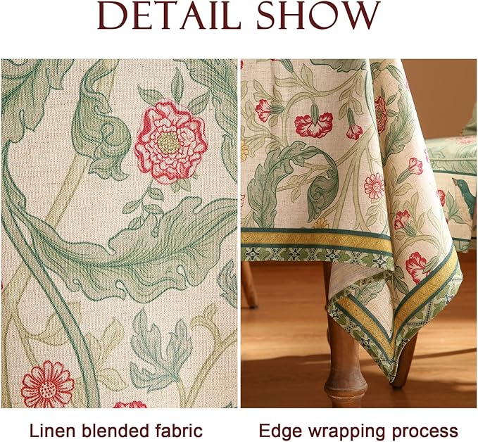patdrea Designer French Vintage Rectangle Tablecloth, Decoration Floral Table - Image 4
