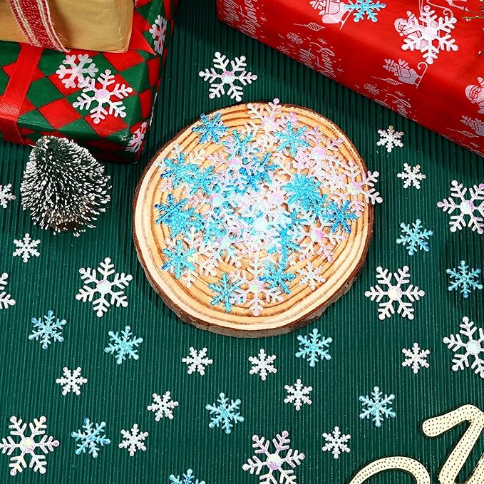 MARFOREVER Blue White Snowflake Confetti Decorations, Winter Glitter Confetti - Image 2