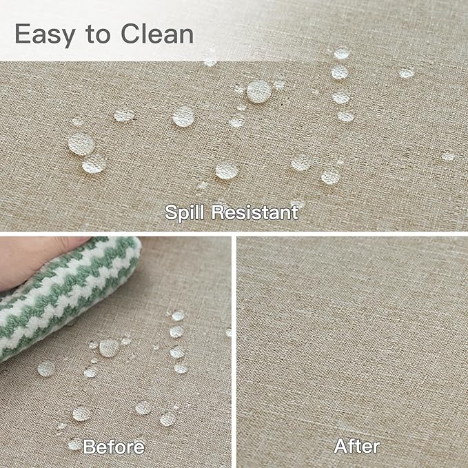 maxmill Linen Texture Tablecloth Water Resistance Antiwrinkle Spillproof - Image 5