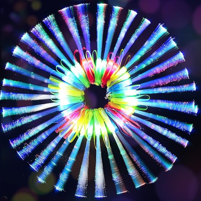 200PCS Glow Fiber Optic Sticks, LED Light Wands, Glow in The Dark Party Supplies by SHQDD