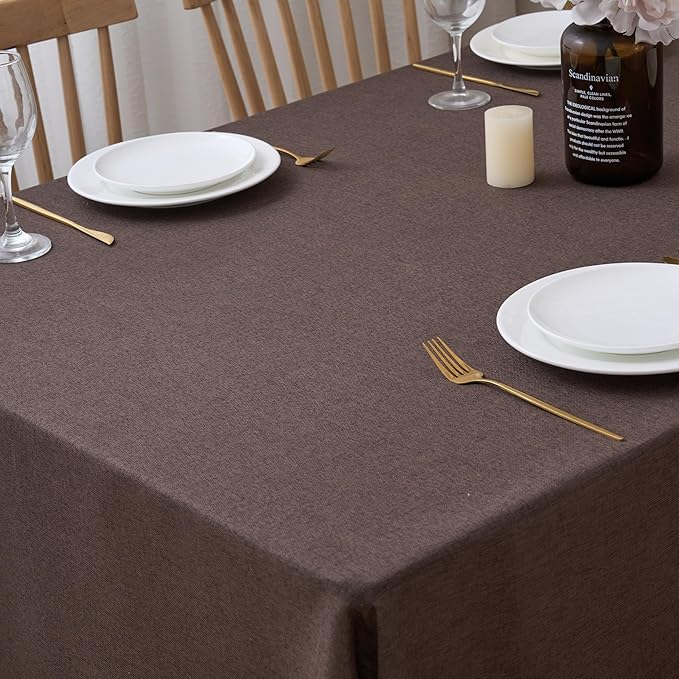 NLMUVW Brown Linen Tablecloth Square Tables, Small Chocolate Table Cloth - Image 2