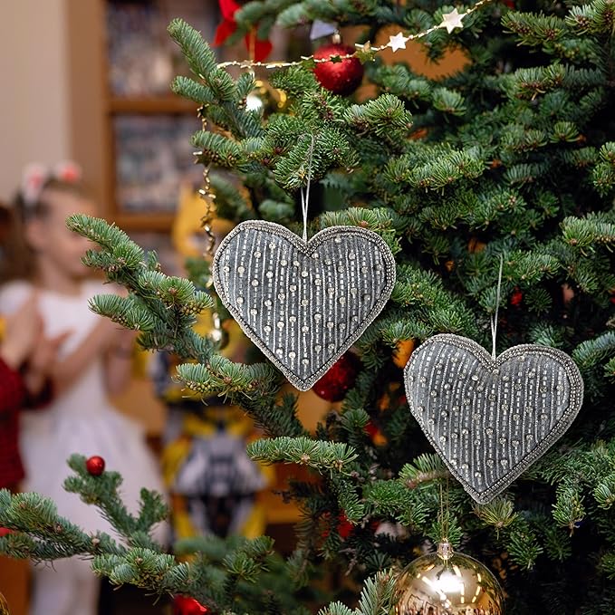 Set of 6 Beaded Heart Ornaments - Image 8