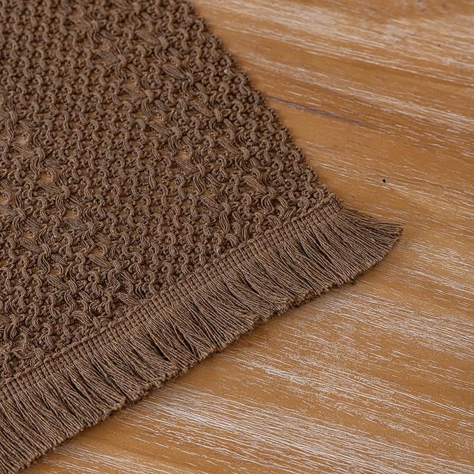 Boho Brown Table Runner for Home Decor 12x48 Inches Farmhouse Macrame Burlap - Image 7