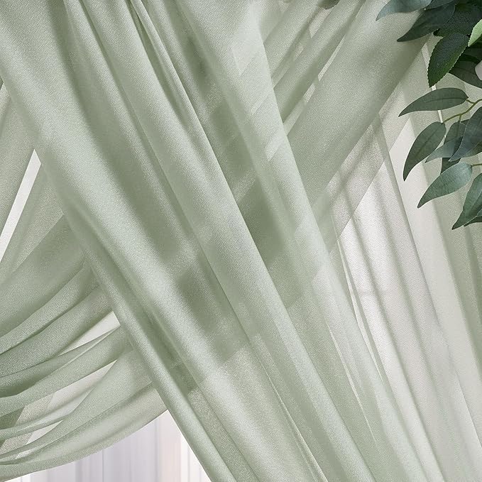 Sage Arch Drapes for Wedding Arch Draping Fabric Sheer Backdrop Curtain for - Image 5