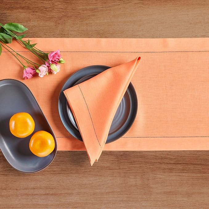 Solino Home Linen Coral Hemstitch Table Runner 36 Inches - Image 3