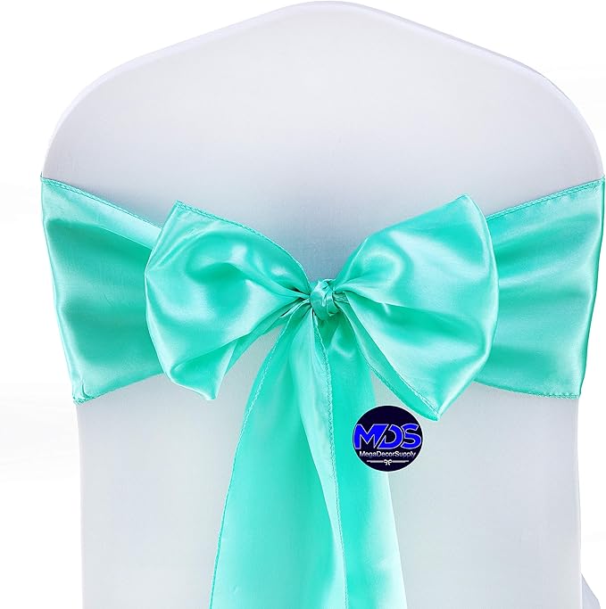 MDS Pack of 125 PCS Satin Chair Sashes Charmeuse Sateen Dining Chair Bows - Image 2