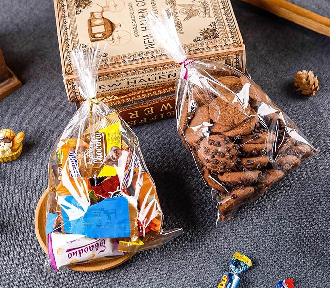 NPLUX 100 Pack Cellophane Bags Small Plastic Cookie Bag Clear Treat Bags - Image 6
