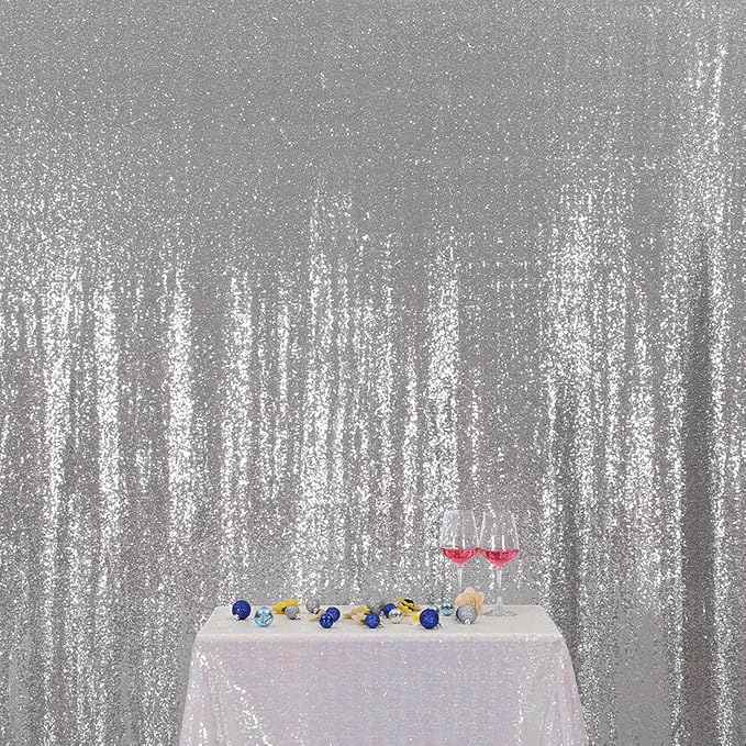 Poise3EHome Silver Sequin Backdrop, 4FT x 7FT Sequin Photography Backdrop - Image 5