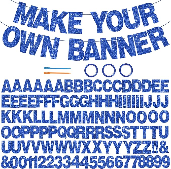BEISHIDA 116 PCS A-Z Glitter Blue DIY Letter Banner Kit Make Your Own by Beishida