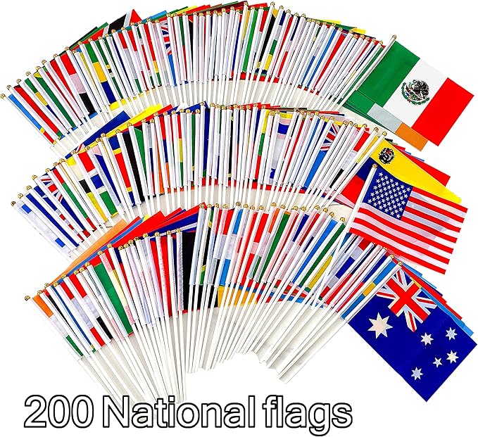 200 Countries International Stick Flags of the World Small Mini Hand Held Flags - Image 5